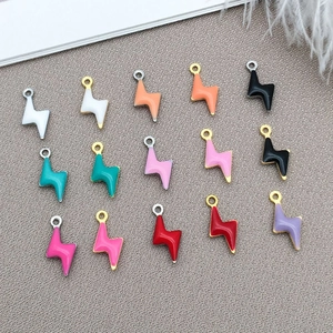 Stainless Steel Lightning Bolt Charms Colorful Enamel Pendants For DIY Necklace Bracelet Making Accessories Minimalist Jewelry Findings