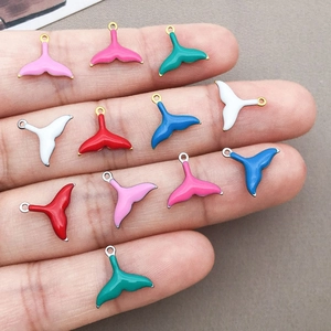 Colorful enamel mermaid tail pendants in stainless steel for DIY jewelry making