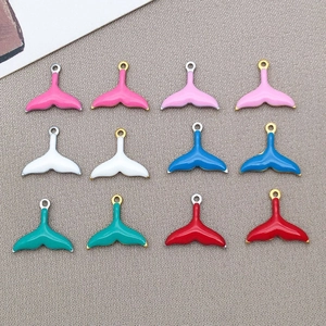 Stainless Steel Mermaid Tail Charms For DIY Jewelry Making Enamel Drip Oil Whale Tail Pendants Ocean Style Accessories