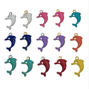 Colorful enamel dolphin charms in 15 vibrant colors for DIY necklace jewelry making