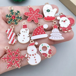 Set van 11 kleurrijke emaille kersthangers van legering voor DIY-sieraden