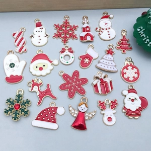 Set van 20 kleurrijke kersthangers van legering emaille met kerstman en sneeuwpop bedeltjes