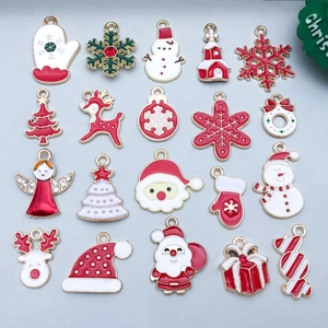 Emaille Kerst Bedeltjes Zinklegering Kerstman Sneeuwpop Rendier Kerstboom Hangers Voor DIY Sieraden Maken Accessoires