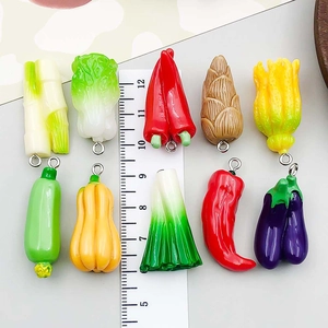 Pendentifs légumes colorés en résine pour bijoux avec règle de mesure de taille