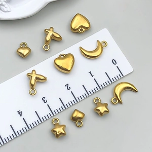Dijes de acero inoxidable dorado corazón luna y estrella para creación de joyas DIY