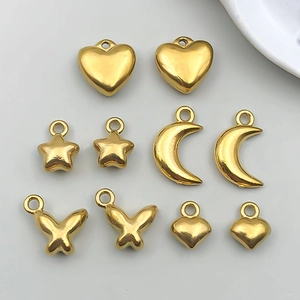 Colgantes de Acero Inoxidable Oro Corazón Mariposa Luna Estrella Dijes DIY para Hacer Collares Pulseras Accesorios Joyería de Moda