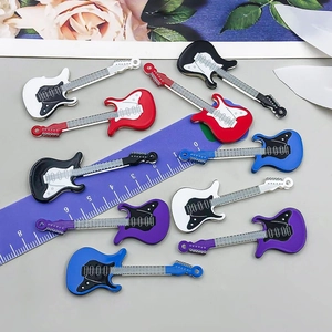 Colorful electric guitar pendants in five vibrant colors for DIY jewelry making