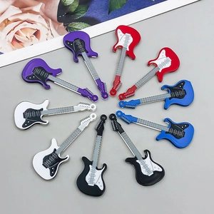 Set of 10 colorful acrylic guitar charms for DIY necklaces and creative jewelry making