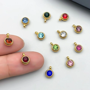 Gold stainless steel birthstone charms set for DIY jewelry making and bracelets