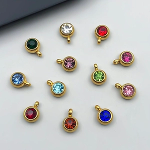 Set of 12 colorful gemstone charms in gold stainless steel for DIY jewelry making