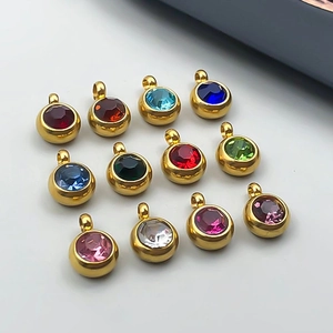 Detailed set of 12 gold-plated stainless steel birthstone charms for DIY jewelry making