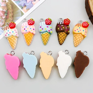 Detailed view of assorted resin ice cream cone charms for DIY jewelry and crafts