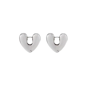 Élégantes boucles d'oreilles créoles cœur en argent poli au design minimaliste