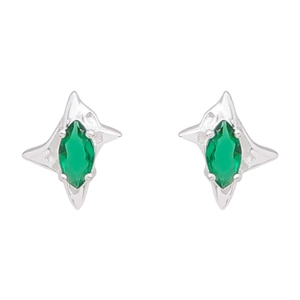 Pendientes de estrella en plata S925 con circonitas verdes talla marquesa para parejas