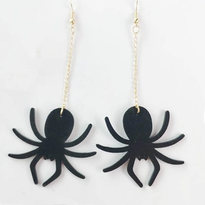 Pendientes de cadena dorada con colgantes de araña negra para joyería de Halloween