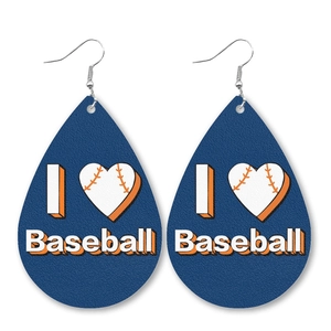 Blaue Kunstleder-Ohrringe in Tropfenform mit Mother's Day Baseball-Motiv für Damen