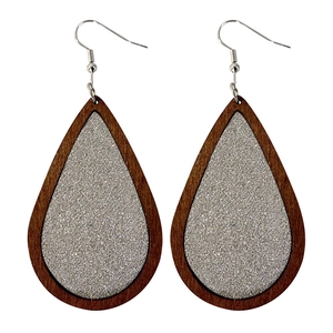Boheems Houten Druppel Oorbellen Glitter Leer Splitsen Haak Oorbellen Retro Mode Sieraden Voor Vrouwen