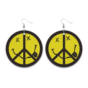 Pendientes de cuero con signo de la paz y carita sonriente para el Día de la Independencia