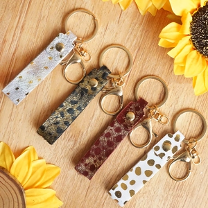 Handmade Animal Print Genuine Leather Keychain Horse Hair Gold Tone Alloy Lobster Clasp Bag Charm Pendant For Women