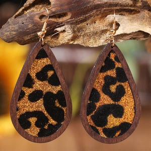 Halloween Teardrop Wood Earrings Glitter Sequin Lightweight Wooden Drop Earrings For Women Festival Party Personalized Jewelry