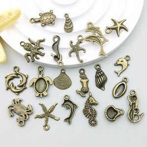Antik-Bronze Anhänger Ozean-Thema mit Seestern, Meerjungfrau und Schildkröte für DIY Schmuck