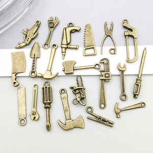 Antique bronze alloy miniature hardware tool charms for DIY jewelry and bracelets