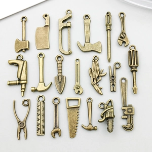 Vintage Zinc Alloy Tool Pendants Antique Bronze Wrench Hammer Saw Axe Charms For DIY Jewelry Making Necklaces Bracelet Accessory