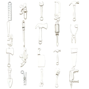 Set di 20 ciondoli mini attrezzi in metallo argento per creazione gioielli DIY