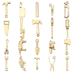 20-teiliges Werkzeug-Anhänger-Set aus KC-Goldlegierung für DIY-Halsketten und Armbänder