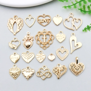 Vintage KC Gold Zinc Alloy Heart Wings Charms Mixed Collection For DIY Jewelry Making Bracelet Necklace Pendant Accessories