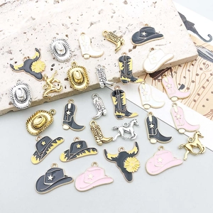 Assorted Western cowboy hat and boot enamel charms for DIY jewelry making sets