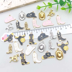 Set of Western cowboy alloy enamel pendants for DIY bracelets and jewelry making