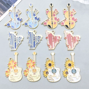 Pendentifs en Alliage Instrument de Musique Émaillé Harpe Violoncelle Guitare Charms pour Collier Bracelet Bijoux DIY