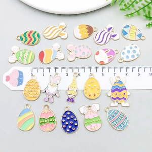 Assorted Easter alloy enamel charms featuring eggs, bunnies, and chicks for DIY jewelry
