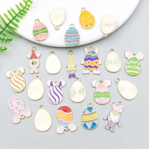 Assorted Easter egg and gnome charms in colorful enamel for DIY jewelry making