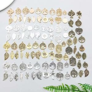 Vintage Lebensbaum Blatt Legierung Anhänger DIY Hohl Botanische Charms Für Schmuckherstellung Armband Halskette Komponenten