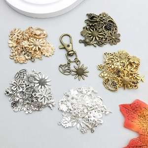 DIY jewelry kit featuring alloy flower charms and lobster clasp for necklace making