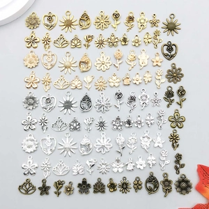 DIY Alloy Flower Pendants Set Vintage Rose Sunflower Clover Mixed Charms For Jewelry Making Bracelet Necklace Accessories