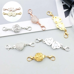 Chiusure magnetiche a moschettone a forma di cuore e rosa con strass per gioielli