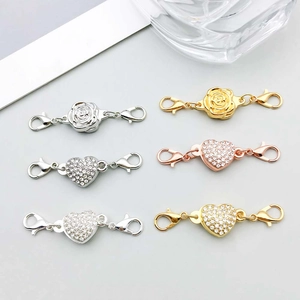 Chiusure a Moschettone Magnetiche in Lega di Zinco per Creazione Gioielli Cuore Fiore di Rosa Strass Connettori Fai da Te Collana Bracciale Accessori