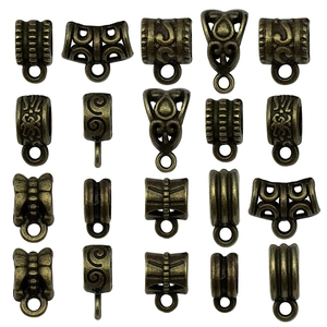 Antique bronze bail beads assortment with vintage patterns for DIY jewelry making