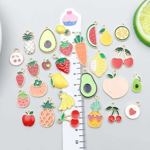 Colorful fruit and vegetable enamel charms set in alloy for DIY jewelry making