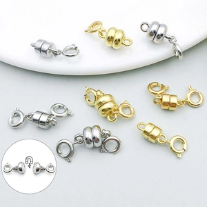 Chiusure magnetiche oro e argento per collane, connettori cilindrici e sferici per gioielli