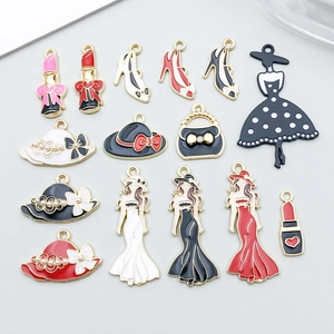 Legering Emaille Sieraden Bedels Voor DIY Armband Ketting Lippenstift Hoed Hoge Hakken Handtas Vorm Voor Sieraden Maken