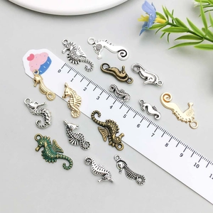 Retro alloy seahorse charms in mixed metallic finishes for DIY jewelry making and crafts