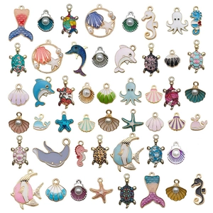 50pcs colorful ocean animal enamel pendants for DIY bracelets and necklace jewelry making