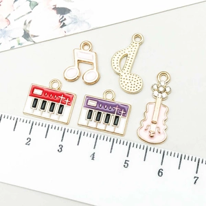 Colorful music theme alloy enamel charms with piano and musical note pendant set