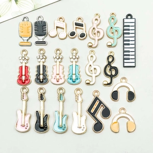 Musical Note Guitar Instrument Alloy Enamel Pendants Charms For DIY Necklace Bracelet Making Jewelry Accessories