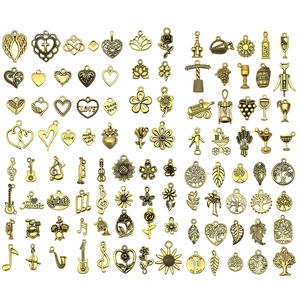 Antike Gold-Legierung Charms Set mit Lebensbaum, Herz und Musikmotiven für DIY-Schmuck
