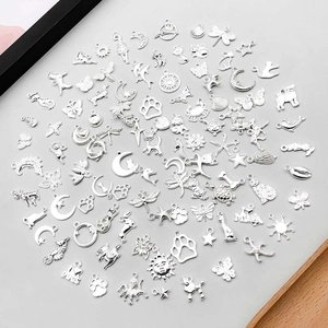 Assorted silver alloy charms featuring celestial animals and ocean designs for DIY jewelry